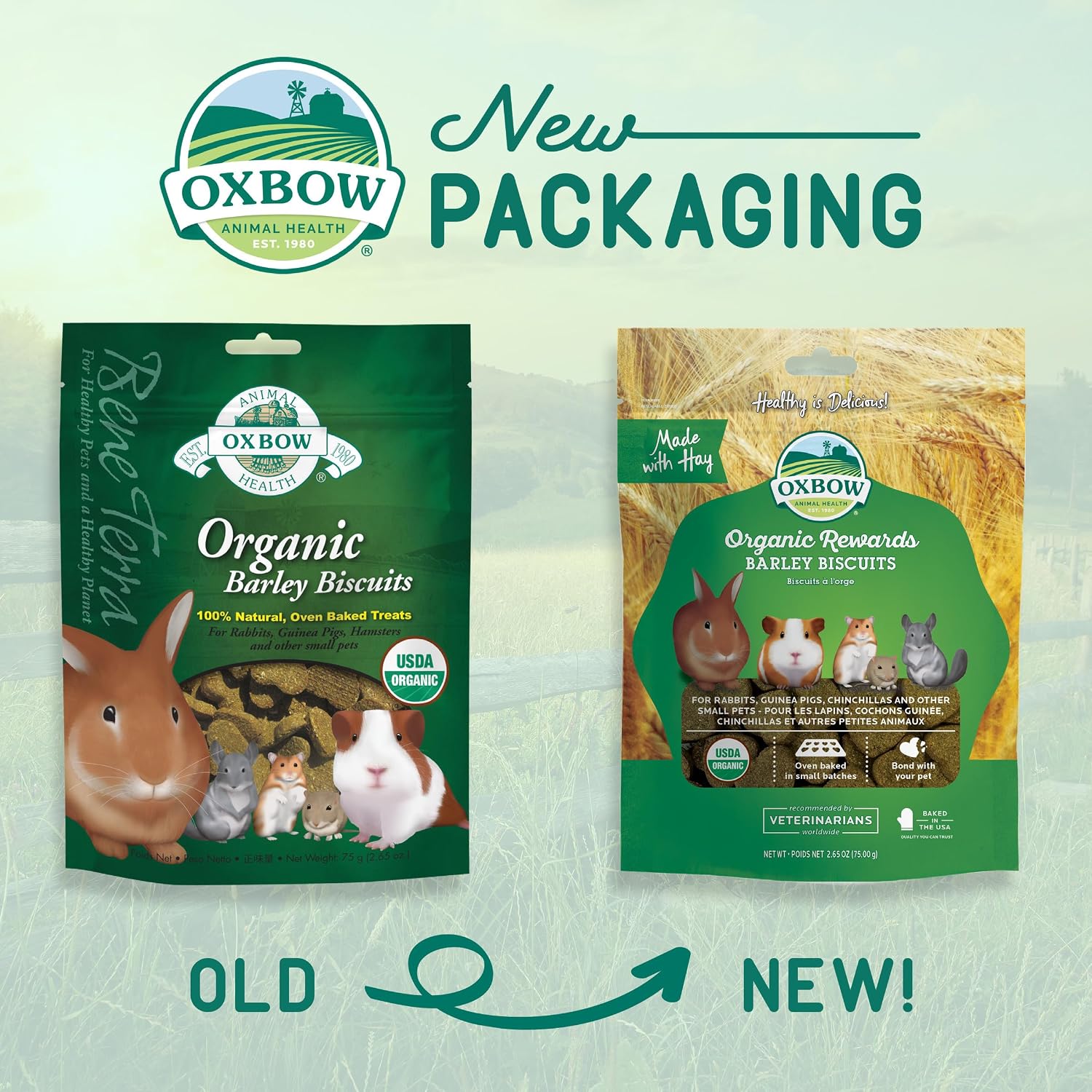Oxbow Organic Barley Biscuits, Rabbit & Guinea Pig Treats, Organic Hamster & Bunny Treats with Barley, Apple & Carrot, Made in USA, Small Pet Supplies, 2.65 oz Bag - Image 9