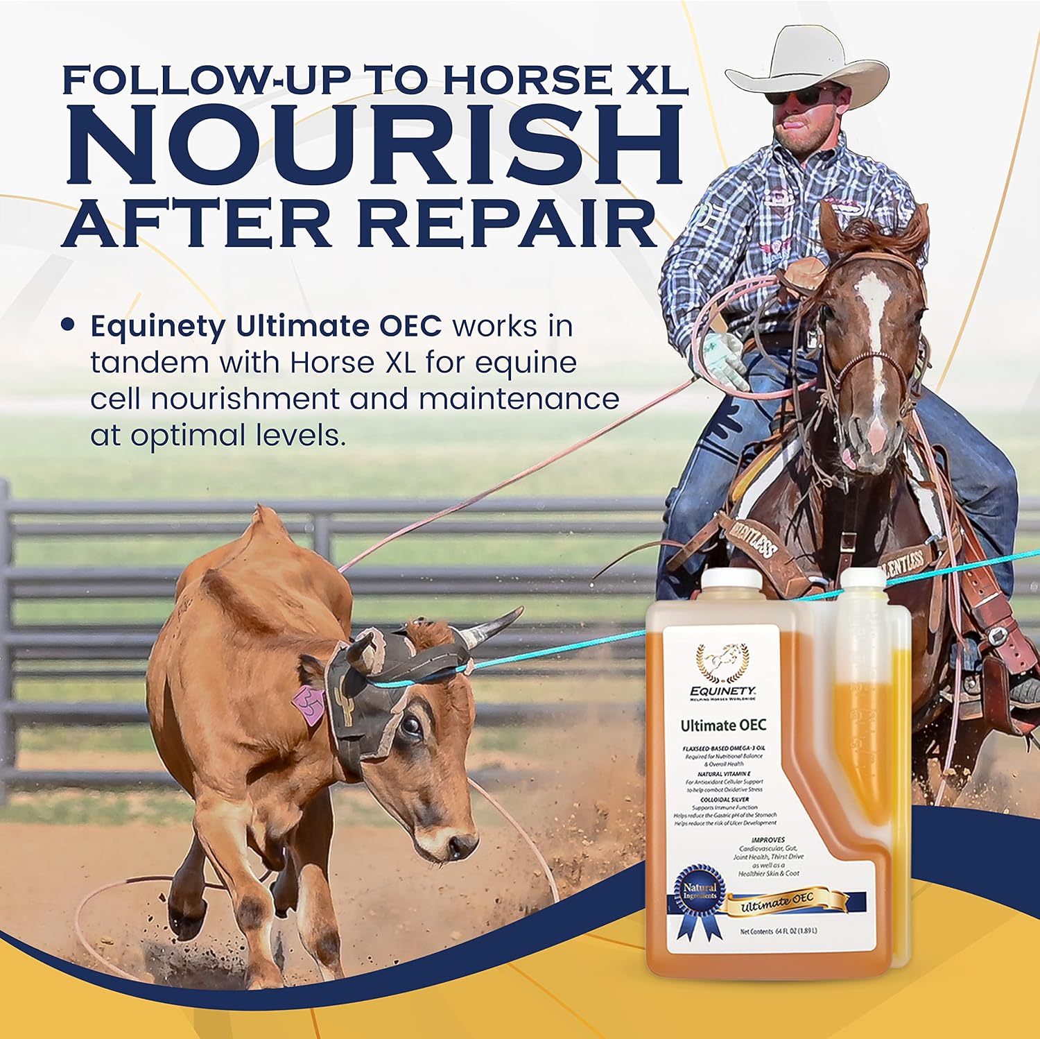 Ultimate OEC Horse Supplement – Omega 3 Horse Oil, Vitamin E for Horses & Flaxseed Oil for Horses, Equine Omega Complete Blend for Coat Defense – Hoof Health, Joint Support & Performance Recovery - Image 2
