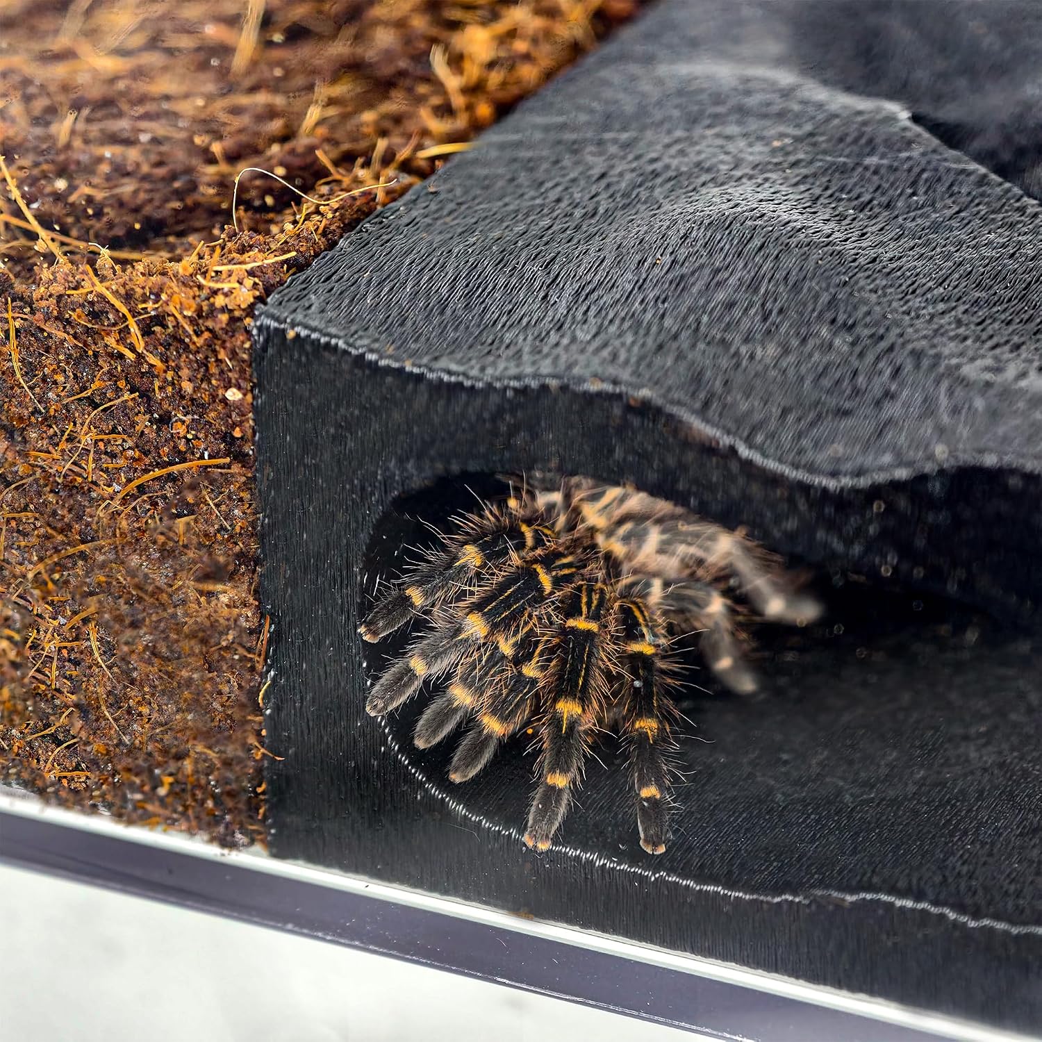 Jumping Spider & Tarantula Sling Hideout Corner Cave, Small Size 2.6" x 2.1" x 1.3", 3D Printed Textured Climbing Habitat with Viewing Window, Small Spider Terrarium Decor - Image 7