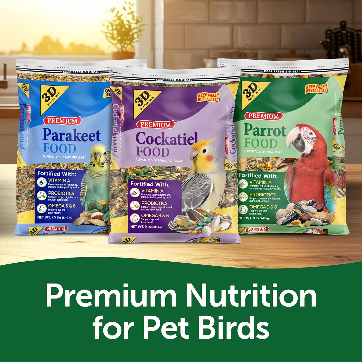3-D Pet Products Premium Parrot Food, Seed Mix for Parrots, Cockatoos & Macaws, with Vitamins, Minerals & Probiotics, No Chemical Preservatives - Image 7