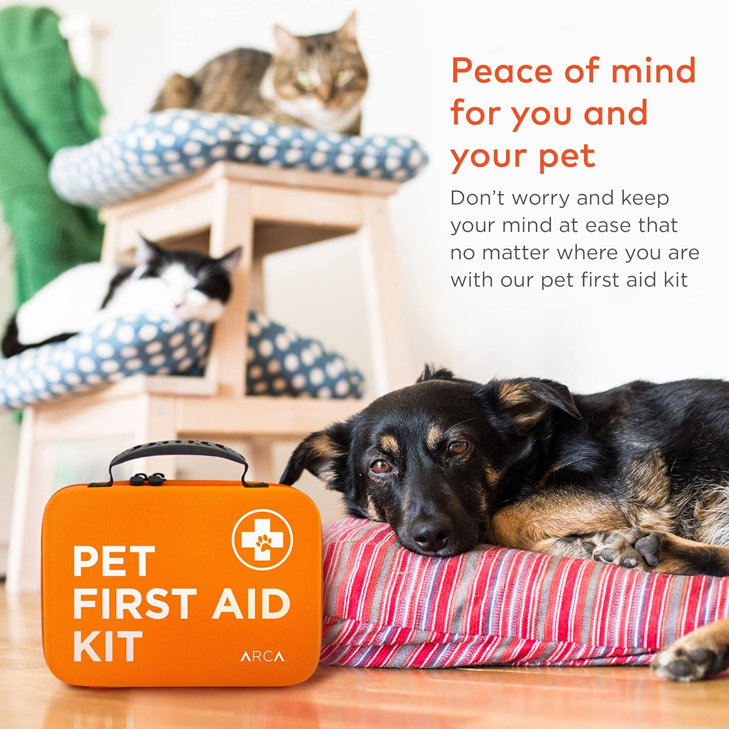ARCA PET Cat & Dog First Aid Kit for Car - Pet Emergency Kit for Home Office Travel – Dog Camping Essentials with Digital Thermometer, Muzzle & Mini First Aid Pouch - Image 6