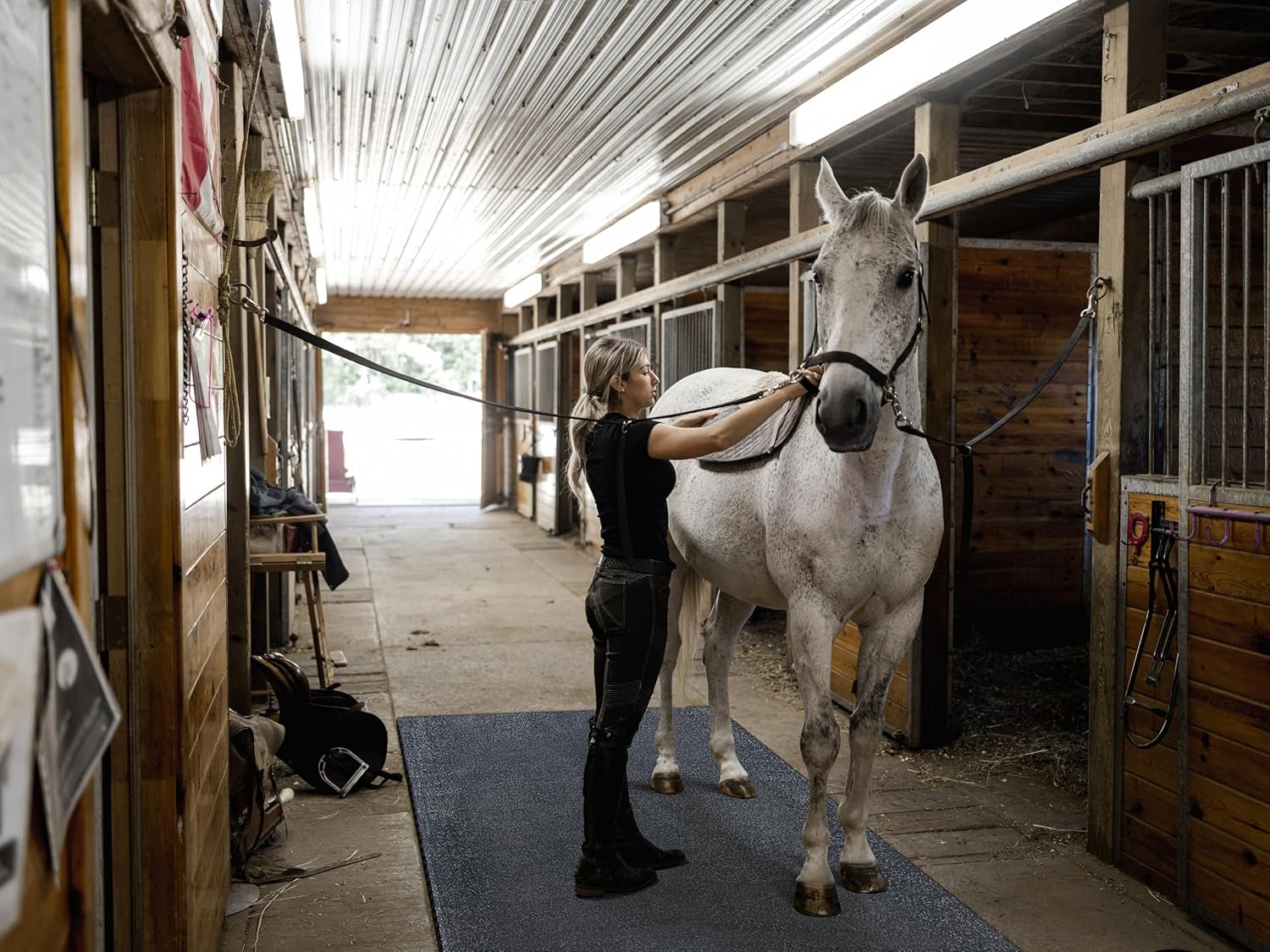 Heavy Duty Horse Stall Mats - Stable Mats, Durable 3/4 in. Thick Rubber Flooring - Solid Black - 3.5' x 6' Mat for Stables, and More - 42 in. x 72 in. Stall Mat - Image 14