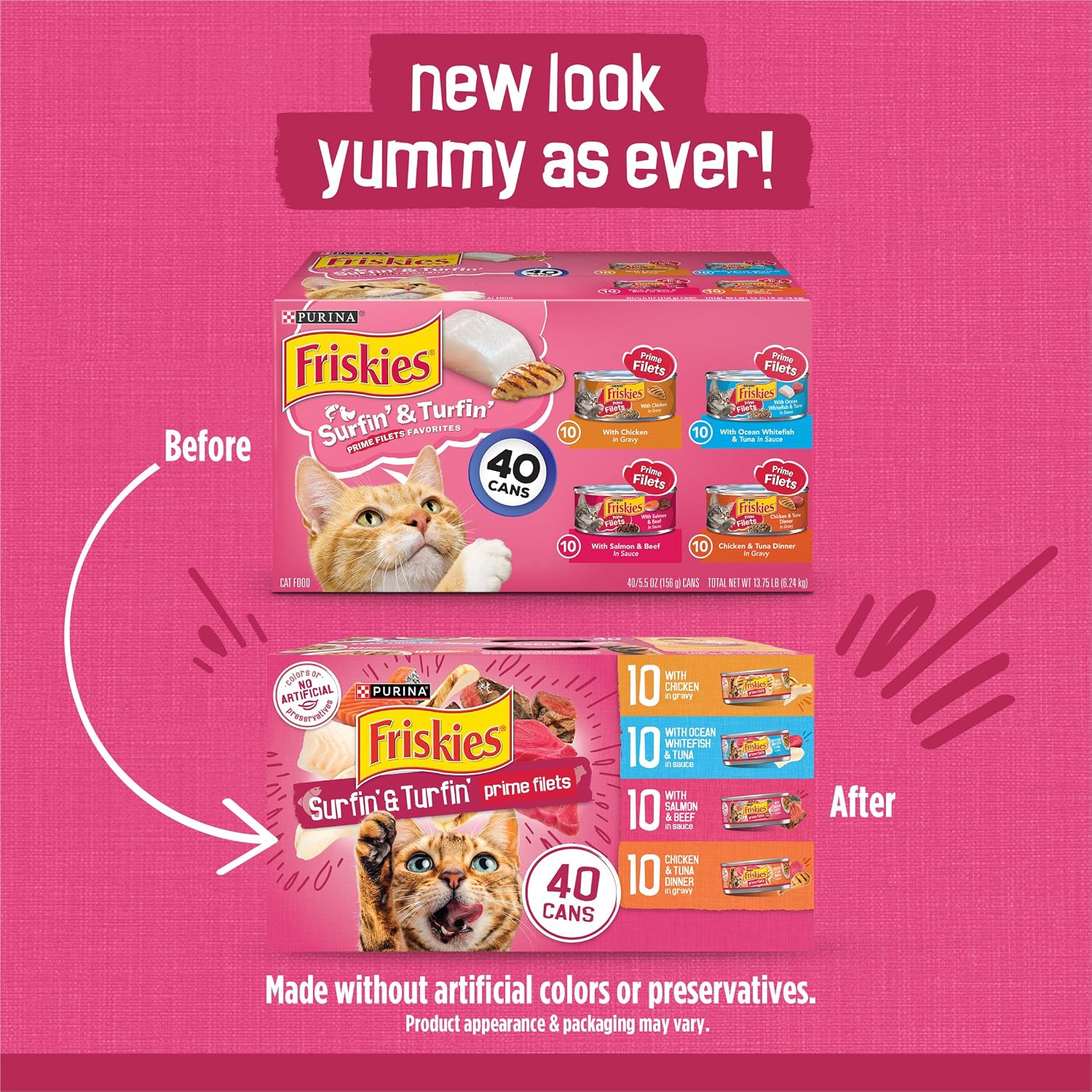 Purina Friskies Gravy Wet Cat Food Variety Pack, Surfin’ and Turfin’ Prime Filets Favorites - (Pack of 40) 5.5 oz. Cans - Image 2