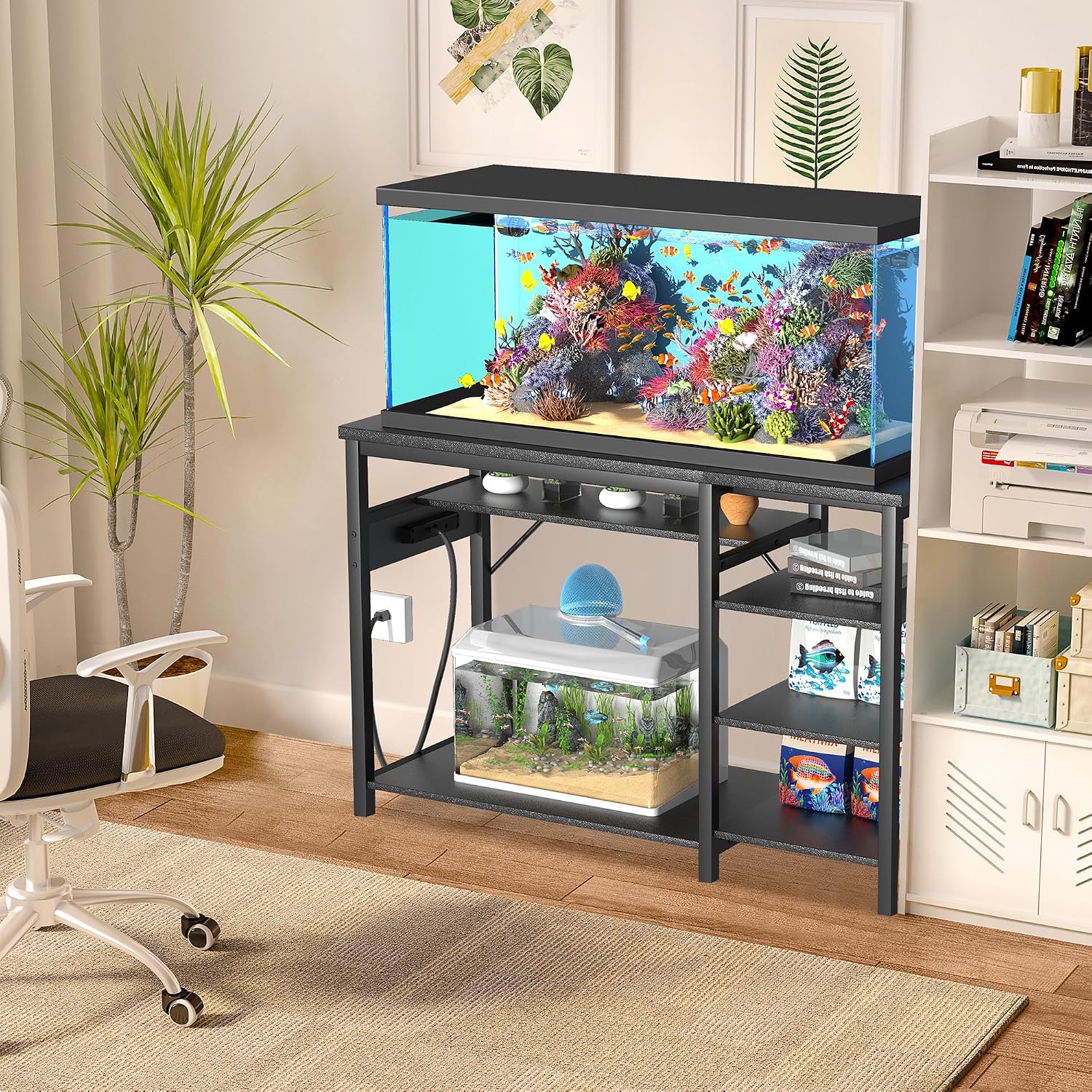 GRLEAF 20-40 Gallon Aquarium Stand: 800LB Capacity, Built-In Power Outlets, 3-Tier Shelves for Fish Tank Accessories Storage, Heavy-Duty Steel/Wood Hybrid for Fish & Reptile Tanks | Excludes Tank - Image 2