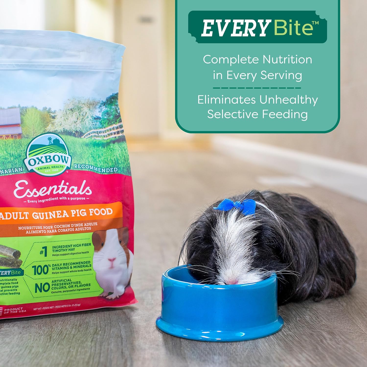 Oxbow Essentials Guinea Pig Food, Adult Guinea Pig, Made with Oxbow Timothy Hay, Pet Food Pellets with Vitamin C, Small Animal Pet Products, Made in USA, High Fiber, 5 lb. bag - Image 9