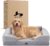 Orthopedic Dog Beds for Large Dogs, Waterproof XL Pet Couch Bed with Soft Sides, Washable Dog Sofa with Flannel Removable Cover, 42″ L Supportive Egg-Crate Foam Pet Sofa, Light Grey