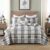 Quilt King Size, 100% Cotton King Size Comforter Set,Grey Brown Black White Bedding Sets, Brown Gingham Comforter Set, Farmhouse King Size Bed Set Lightweight All Season