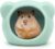 Ceramic Hamster House, Cute Animal Shaped Hamster Cave, Summer Cool Small Animal Hideout Habitat Decor for Dwarf Hamsters (Green)