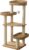 SHENGOCASE Modern Natural Wood Wooden Cat Tree Tower, 3 Large Rattan Wicker Basket Perch Beds with Cozy Cushion Sisal Scratching Post, Window View Design, for Cats up to 20 lbs