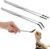 Lasnten 2 Pcs Extra Long Stainless Steel Reptile Feeding Tongs with Rubber Tip 10 Inch, 10.5 Inch Bearded Dragon Aquarium Straight and Curved Long Tweezer Terrarium Feeder Tool for Tank(Silver)
