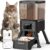 Dual Chamber Automatic Cat Feeder, Smart WiFi Pet Food Dispenser 4L with 2.4&5G WiFi App, Custom Schedule & Portion Control for Dry Food and Treats, Black