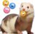 BESNEW Natural Rubber Squeaker Toys for Ferret,High Elasticity Ferret Latex Squeaker Balls 3 Pack,Tough Teething Toys Big Eyes Printed Toy Ball for Small Dogs,Easy to Clean