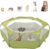 Pawaboo Small Animals Playpen, Waterproof Small Pet Cage Tent with Zippered Cover, Portable Outdoor Yard Fence with 3 Metal Rod for Chick/Kitten/Puppy/Guinea Pig/Rabbits/Hamster/Chinchillas,Green