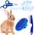 Patelai 4 Pieces Bunny Grooming Kit Rabbit Nail Clipper Rabbit Brush Hair Remover Shampoo Brush with Adjustable Ring Handle for Rabbits Guinea Pig Hamsters Puppy Kitten Hamster Ferret(Blue)