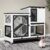 Gutinneen 2-Story Rabbit Hutch Bunny cage with Chew-Proof Ramp, Locking Leak-Proof Trays – Indoor/Outdoor 39.3″ Wooden Rabbit Cage with Wheels for Rabbits, Guinea Pigs, Small Animal (Black and White)