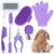 VCZONE 8 Pcs Small Animal Grooming Kit, Rabbit Grooming Kit with Pet Nail Clipper and File, Flea Comb, Pet Shampoo Bath Brush, Pet Shedding Slicker Brush, Bath Massage Glove, Cleaning Comb (Purple)