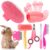 Rabbit Grooming Kit, Rabbit Brush for Shedding with Bunny Nail Clipper, Rabbit Nail Trimmers with Pet Combs for Hamster Guinea Pig Ferret by KALAMANDA(Pink)