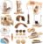 40 Pcs Hamster Cage Accessories, 9.5” Exercise Wheel, Wood Platform Hideout House, Water Bottle, Sand Bath, Bowl, Chew Toy for Syrian Hamsters Mice Gerbils Habitat Decor(Active Style)