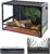 REPTI ZOO Collapsible 60 Gallon 36″ Wide Reptile Tank, Tempered Glass Large Reptile Terrarium 36″x18″x24″, Black PVC Back, Front & Top Ventilation & Anti Escape Lid, Easy Folding