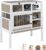 Guinea Pig Cage Indoor, 3-Tier Wooden Small Animal Habitat with Stand, Rabbit Hutch with Ramp, Removable Hammock & Hideout, Leak-Proof Pull-Out Tray for Guinea Pigs, Rabbits, Hamsters