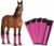 Fly Boots for Horses Set of 4, Horse Fly Boots with Reinforced Stitching, Extra-Wide Adjustable Hook & Loop Strap for Secure Fit, Breathable Mesh Fly Leg Wraps for Horse (4Pack, Pink)