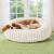 Bedsure ComfyFleece™ Donut Medium Dog Bed – Washable Faux Fur with Corduroy Fleece & Anti Slip Bottom, Round Pet Bed with Removable Cover, Cream, 30x30x8 inches