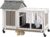 Gowoodhut 38.19″L Rabbit Hutch Indoor and Outdoor with 4 Wheels,Wooden Rabbit Cage with Pull Out Leak-Proof Tray for 1-2 Rabbits,Bunny Hutch with Asphalt Roof Suitable for Garden,Park,Living Room,Grey