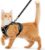 Cat Harness and Leash for Walking Escape Proof Soft Adjustable Cat Leash Breathable Comfortable Vest Easy to Wear Kitten Harness for Outdoor Travel (Black, S (7-12lb))