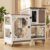 Aivituvin 39.3″ Large 2-Story Rabbit Hutch, Indoor Outdoor Bunny Cage with Chew-Proof Ramp, Leak-Proof & Easy-to-Clean Tray, Lockable Wheels, for Rabbits & Guinea Pigs