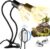 TFNN Reptile Heat Lamp, Double-Head Heat Lamp with Clamp, UVA UVB Reptile Light with Intelligent Cycle Timer for Turtle, Bearded Dragon, Lizard and More, 2 Bulbs 25W+50W