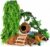 HERCOCCI Crested Gecko Tank Accessories, Reptile Hanging Plants Vines with Natural Coconut Shell Hideout & Climbing Ladder Decor for Hermit Crab Lizard Leopard Gecko Chameleon Snake Terrarium Decor