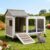 38”L Rabbit Hutch Outdoor with Wheels, Wooden Expandable 2 Story Bunny House Rabbit Cage Indoor with Run, Pull Out Tray, Waterproof Roof, Guinea Pig Cage Chicken Coop for Small to Medium Pets