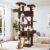 Allewie 81 Inches Tall Cat Tree/Multi-Level Large Climbing Tree House and Towers for Big Feline/Condo and Hammock/Scratching Post/Wide Base/Leopard Print