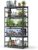 PRESTELION Aquarium Stand Fish Tank Stand 1600LBS Metal Shelving Adjustable Heavy Duty Storage Shelves Display Shelves Utility Shelf for Turtle Tank, Reptile Terrarium, 72″ H×35.4″ W×15.7″ D, Black