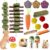 WDEFUN 21PCS Rabbit Chew Toys for Teeth Grinding, Natural Timothy Hay Cakes Treats for Bunny, Organic Apple Wood Sticks Toy Set for Guinea Pigs, Hamsters, Chinchillas,Dental Health & Boredom Relief