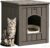 Cat Litter Box Enclosure, Multi-Functional Enclosed Cat Litter Box Furniture, Outdoor Cat House Weatherproof, Openable Front Door & Raised Floor, Easy to Clean & Assemble, Grey