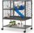 HABUTWAY 36.5”H Large Metal Rolling Ferrets Cage, 2-Tiers Small Animal Cages, Cage for Rats/Chinchillas, 0.5” Bar Spacing for Ferret,Small Animal Cage w/Removable Ramp & Platform