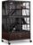 HABUTWAY 60”H Metal Large Ferret Cage, Rolling Chinchilla Cage with Removable Ramps& Double Door, with Locker, Small Animal Cage, Rat Indoor Wooden Pet Crate Furniture