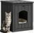 Cat Litter Box Enclosure, Multi-Functional Enclosed Cat Litter Box Furniture, Outdoor Cat House Weatherproof, Openable Front Door & Raised Floor, Easy to Clean & Assemble, Black