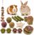 Grddaef Rabbit Toys, Guinea Pig Toys 17Pcs Natural Timothy Hay Bunny Chews and Treats for Hamster Chinchilla Gerbil