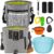 Dog Treat Pouch for Training -6 PCS Dog Training Treat Bag with Clicker, Poop Bag Dispenser, Whistle, Collapsible Bowl, Silicone Pouch, Adjustable Waist Pack for Dog Walk, Park, Outdoor Charcoal Gray