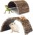QUOZUO 2PCS Reptile Hideout Hermit Crab Bendable Bridge, Wooden Hermit Crab Hideout Climbing Toys, Reptile Tank Habitat Decor Hiding Hut for Lizards, Mice, Spiders