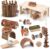 19 Pcs Hamster Cage Accessories Hamster Chew Toys Set, Maze Wood House Natural WoodenTunnel Tube Toy Set for Rat Mice Small Animals Habitat (Maze Tunnel)
