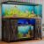 4ever2buy 55-75 Gallon Fish Tank Stand with Power Outlet & LED Lights, Heavy Duty Aquarium Stand with Storage Drawers & Barn Doors, Reptile Tank Cabinet for Turtle, Reptile Terrarium, Dark Oak