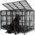 Hiwokk 48 Inch Heavy Duty Dog Crate, Indestructible Escape-Proof Dog Kennel for High Anxiety Large Dogs, Strong Metal Pet Cage with Double Doors, Lockable Wheels & Removable Tray, XL XXL XXXL
