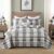 Quilts Queen Size, 100% Cotton Queen Size Comforter Set, Brown Black Grey White Striped Bedding Sets, Plaid Queen Bedspread,Brown Gingham Comforter Set Lightweight Reversible All Season 3 Piece